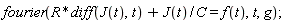 fourier(R*(diff(J(t), t))+J(t)/C = f(t), t, g);