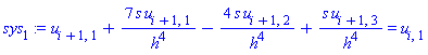 u[i+1, 1]+7*s*u[i+1, 1]/h^4-4*s*u[i+1, 2]/h^4+s*u[i+1, 3]/h^4 = u[i, 1]