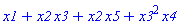 x1+x2*x3+x2*x5+x3^2*x4