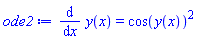 diff(y(x), x) = cos(y(x))^2