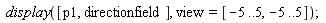 display([p1, directionfield], view = [-5 .. 5, -5 .. 5])