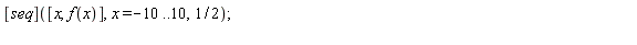 ([seq])([x, f(x)], x = -10 .. 10, 1/2);