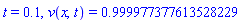 t = .1, v(x, t) = .999977377613528229