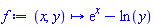 proc (x, y) options operator, arrow; exp(x)-ln(y) end proc