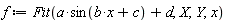 f := Statistics:-Fit(a*sin(b*x+c)+d, X, Y, x)