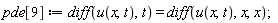pde[9] := diff(u(x, t), t) = diff(u(x, t), x, x)