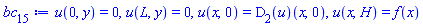 u(0, y) = 0, u(L, y) = 0, u(x, 0) = (D[2](u))(x, 0), u(x, H) = f(x)