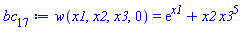 w(x1, x2, x3, 0) = exp(x1)+x2*x3^5