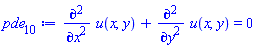 diff(diff(u(x, y), x), x)+diff(diff(u(x, y), y), y) = 0