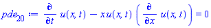 diff(u(x, t), t)-x*u(x, t)*(diff(u(x, t), x)) = 0