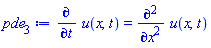 diff(u(x, t), t) = diff(diff(u(x, t), x), x)