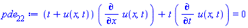 (t+u(x, t))*(diff(u(x, t), x))+t*(diff(u(x, t), t)) = 0