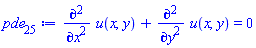 diff(diff(u(x, y), x), x)+diff(diff(u(x, y), y), y) = 0