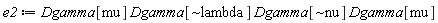 e2 := Dgamma[mu]*Dgamma[`~lambda`]*Dgamma[`~nu`]*Dgamma[mu]