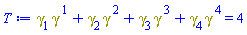 Physics:-`*`(Physics:-Dgamma[1], Physics:-Dgamma[`~1`])+Physics:-`*`(Physics:-Dgamma[2], Physics:-Dgamma[`~2`])+Physics:-`*`(Physics:-Dgamma[3], Physics:-Dgamma[`~3`])+Physics:-`*`(Physics:-Dgamma[4], Physics:-Dgamma[`~4`]) = 4