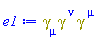 Physics:-`*`(Physics:-Dgamma[mu], Physics:-Dgamma[`~nu`], Physics:-Dgamma[`~mu`])