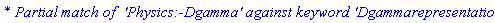 `* Partial match of  'Physics:-Dgamma' against keyword 'Dgammarepresentation'`