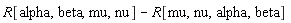 R[alpha, beta, mu, nu]-R[mu, nu, alpha, beta]