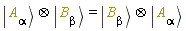 `&otimes;`(Ket(A, alpha), Ket(B, beta)) = `&otimes;`(Ket(B, beta), Ket(A, alpha))