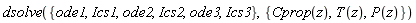 dsolve({Ics1, Ics2, Ics3, ode1, ode2, ode3}, {Cprop(z), P(z), T(z)})