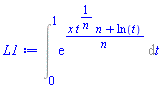 Int(exp((x*t^(1/n)*n+ln(t))/n), t = 0 .. 1)
