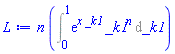 n*(Int(exp(x*_k1)*_k1^n, _k1 = 0 .. 1))