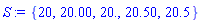 {20, 20.00, 20., 20.50, 20.5}