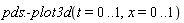 pds:-plot3d(t = 0 .. 1, x = 0 .. 1)