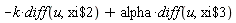 -k*(diff(u, `$`(xi, 2)))+alpha*(diff(u, `$`(xi, 3)))
