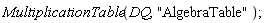 MultiplicationTable(DQ, "AlgebraTable")
