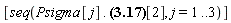 "[seq(Psigma[j] . ?[2], j=1..3)]"