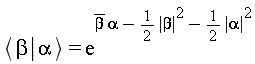 `<|>`(beta, alpha) = exp(conjugate(beta)*alpha-(1/2)*abs(beta)^2-(1/2)*abs(alpha)^2)