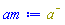 `#msup(mi("a"),mo("&uminus0;"))`