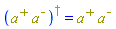 %Dagger(Physics:-`*`(`#msup(mi("a"),mo("&plus;"))`, `#msup(mi("a"),mo("&uminus0;"))`)) = Physics:-`*`(`#msup(mi("a"),mo("&plus;"))`, `#msup(mi("a"),mo("&uminus0;"))`)