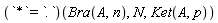 (`*` = `.`)(Bra(A, n), N, Ket(A, p))