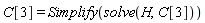 C[3] = Simplify(solve(H, C[3]))