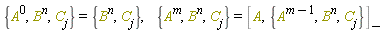 {C[j], B^n, A^0} = {C[j], B^n}, {C[j], A^m, B^n} = %Commutator(A, {A^`-`(m, 1), B^n, C[j]^k})