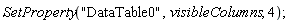 DocumentTools:-SetProperty("DataTable0", visibleColumns, 4);