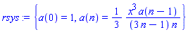 {a(0) = 1, a(n) = (1/3)*x^3*a(n-1)/((3*n-1)*n)}