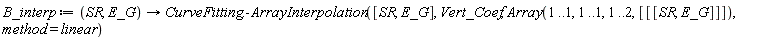 B_interp := proc (SR, E_G) options operator, arrow; CurveFitting:-ArrayInterpolation([SR, E_G], Vert_Coef, Array(1 .. 1, 1 .. 1, 1 .. 2, [[[SR, E_G]]]), method = linear) end proc
