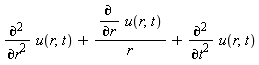 diff(u(r, t), r, r)+(diff(u(r, t), r))/r+diff(u(r, t), t, t)
