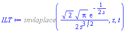 %invlaplace((1/2)*2^(1/2)*Pi^(1/2)*exp(-(1/2)/s)/s^(3/2), s, t)