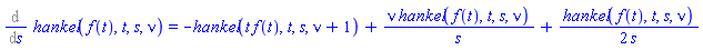 %diff(hankel(f(t), t, s, nu), s) = -hankel(t*f(t), t, s, nu+1)+nu*hankel(f(t), t, s, nu)/s+(1/2)*hankel(f(t), t, s, nu)/s