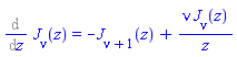 %diff(BesselJ(nu, z), z) = -BesselJ(nu+1, z)+nu*BesselJ(nu, z)/z