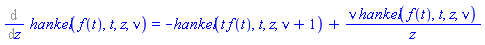 %diff(hankel(f(t), t, z, nu), z) = -hankel(t*f(t), t, z, nu+1)+nu*hankel(f(t), t, z, nu)/z
