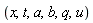 x, t, a, b, q, u
