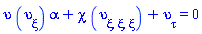 upsilon(xi, tau, alpha, beta, chi)*(diff(upsilon(xi, tau, alpha, beta, chi), xi))*alpha+chi*(diff(diff(diff(upsilon(xi, tau, alpha, beta, chi), xi), xi), xi))+diff(upsilon(xi, tau, alpha, beta, chi), tau) = 0