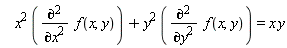 x^2*(diff(f(x, y), x, x))+y^2*(diff(f(x, y), y, y)) = x*y