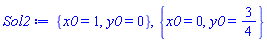 {x0 = 1, y0 = 0}, {x0 = 0, y0 = 3/4}