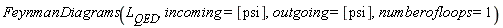 FeynmanDiagrams(L__QED, incoming = [psi], outgoing = [psi], numberofloops = 1)